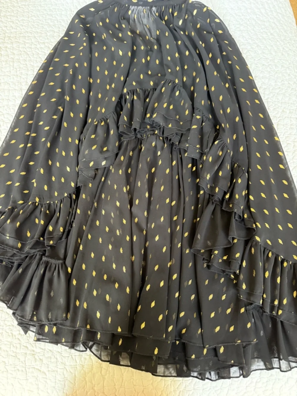 Commense Elegant Black Gold Dot High-Neck A-Line Dress - Picture 7 of 8